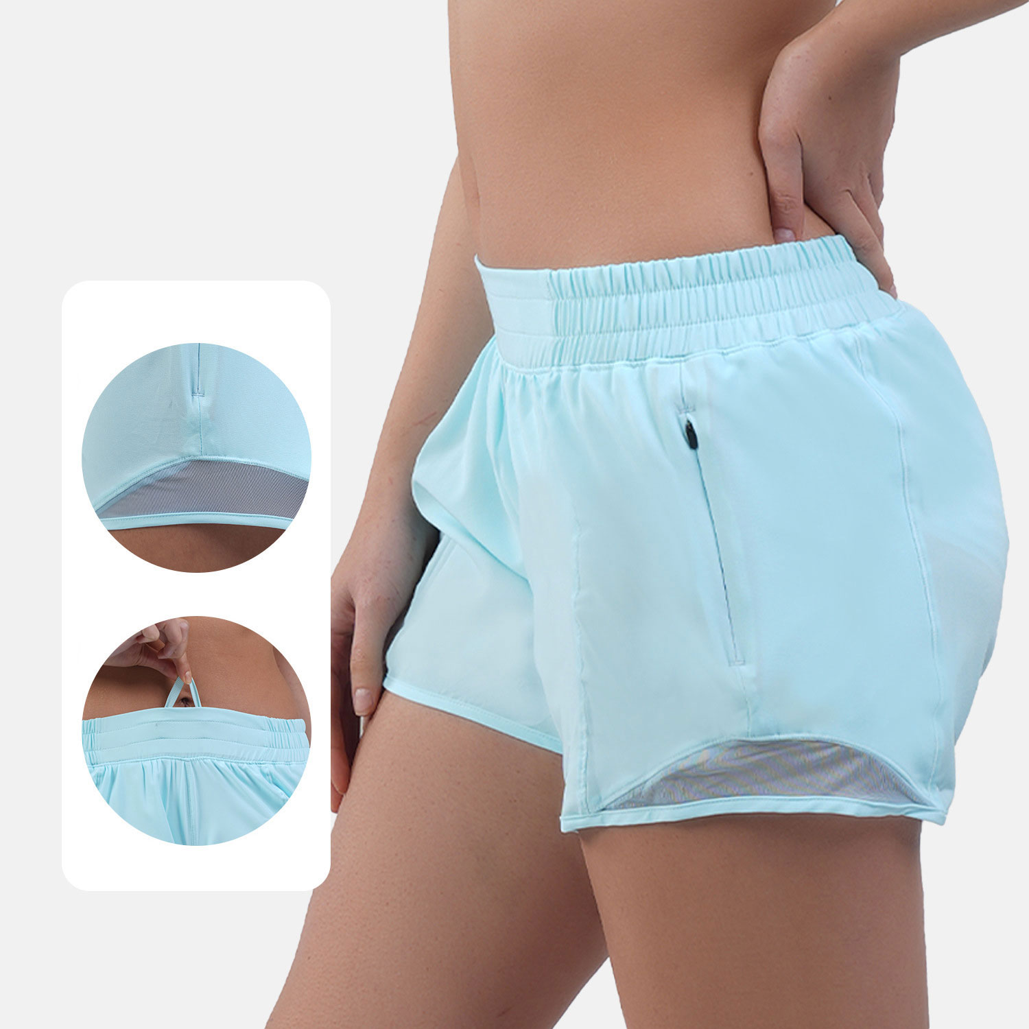 3001- Hot Low Rise Shorts Breathable Quick-Dry Yoga Shorts Lightweight Sweatpants Running Shorts with Continuous Drawcord Built-in Lined Short 5"