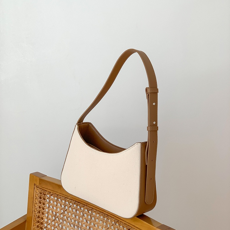 Urban minimalist splicing color contrast underarm bag niche design new Korean Instagram minimalist texture fashion bag women canvas one shoulder bag