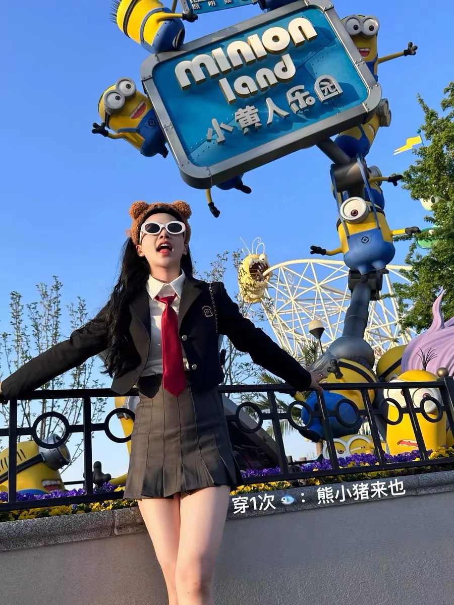 Daily Korean JK Uniform Set College Style Girls Short Suit Blazer Navy Coat Wrap Hip Skirt Tie Shirt Girl Spring Autumn 240617