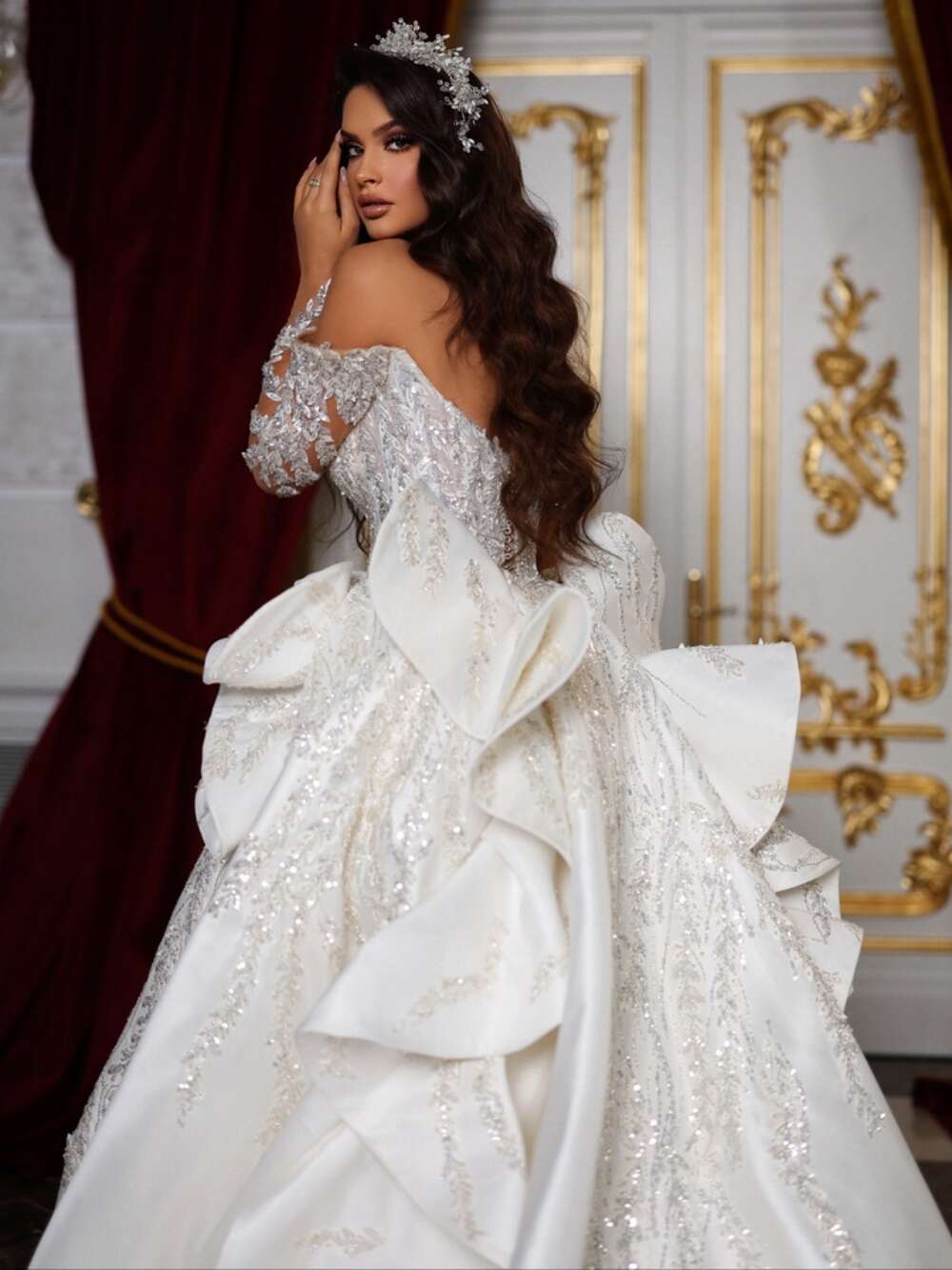 ful Off The Shoulder Bridal Dress Sparkly Sequins Appliques special Gown Mermaid Long Bride Robe Vestido De Novia