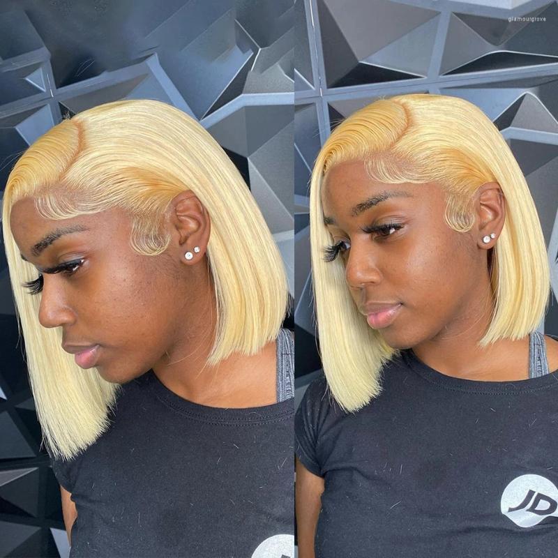 13X4 613 Blonde Bob Hair Wig Human Hd Lace Frontal Brazilian Straight Front For Black Women