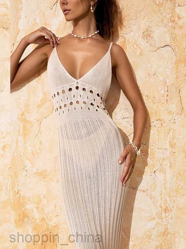 Basic Casual Women Dresses Summer New Beach Skirt Solid Color Sexy Knitted Hollow out Bikini Swimsuit Cover Up Sun Protection Clothing