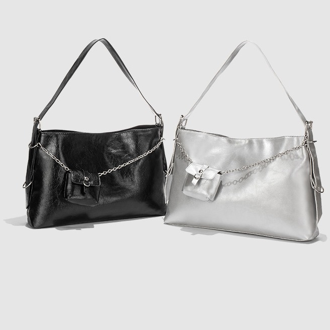 Urban minimalist trend niche minimalist underarm bag spring and summer new casual fashion zipper shoulder bag solid color large capacity tote bag