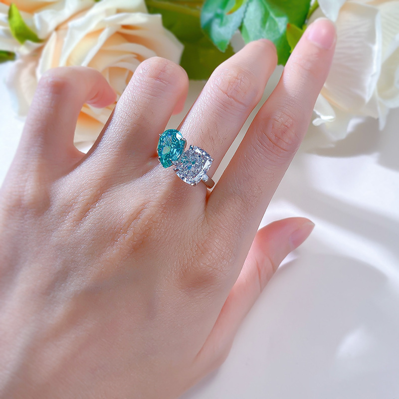 Choucong Brand Wedding Rings Luxury Jewelry Real 100% 925 Sterling Silver Water Drop Paraiba Moissanite Diamond Party Women Engagement Band Ring Gift 