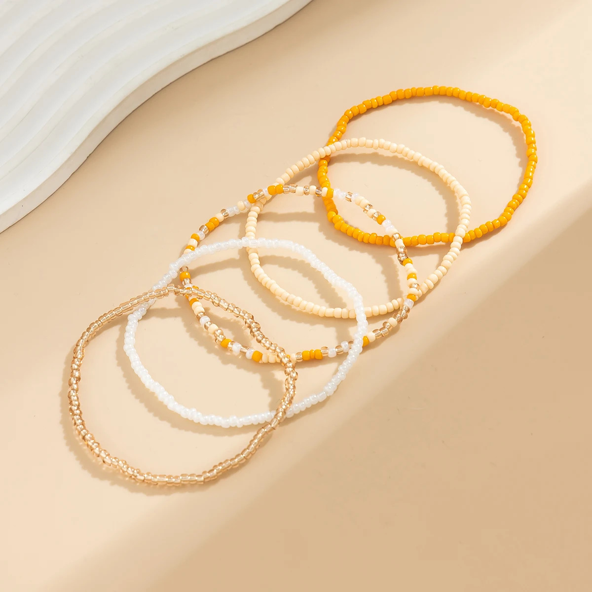 Ingemark Boho Colorful Seed Beads Anklet Set for Women Summer Beach Simple Elastic Chain Bracelet Barefoot Ankle on Leg Jewelry 240601