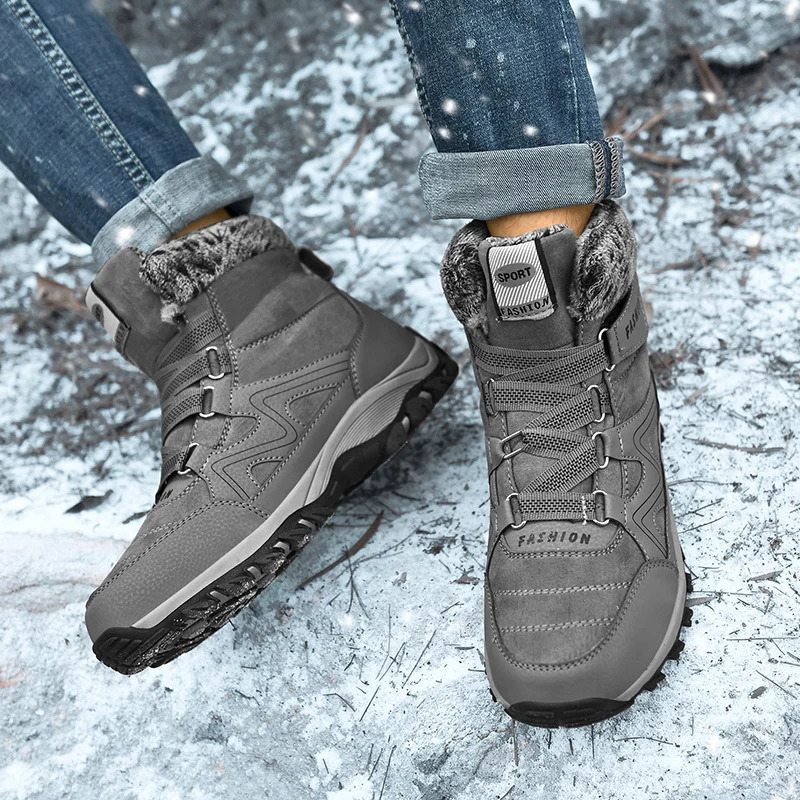 warm plush snow boots top mens winter boots oversized hiking boots outdoor anti slip ankle boots mens winter sports shoes 240615