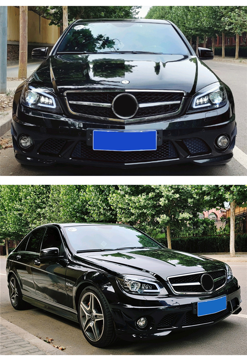 For Benz W204 C300 C260 C200 2007-2010 Headlight DRL Turn Signal High Beam Lens Dynamic Signal Head Lamp