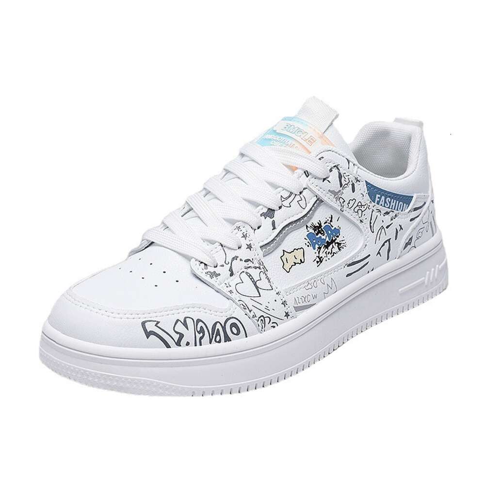 Summer Graffiti Skateboard Flat White Leisure Men's Casual Shoes Mesh Custom Designer Sneakers