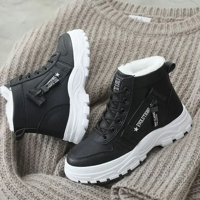 Winter Womens Shoes Lace Up Womens Sports Shoes Snow Collar Boots Waterproof and Warm Platform Botas Womens Footwear Botas De Mujer 240615