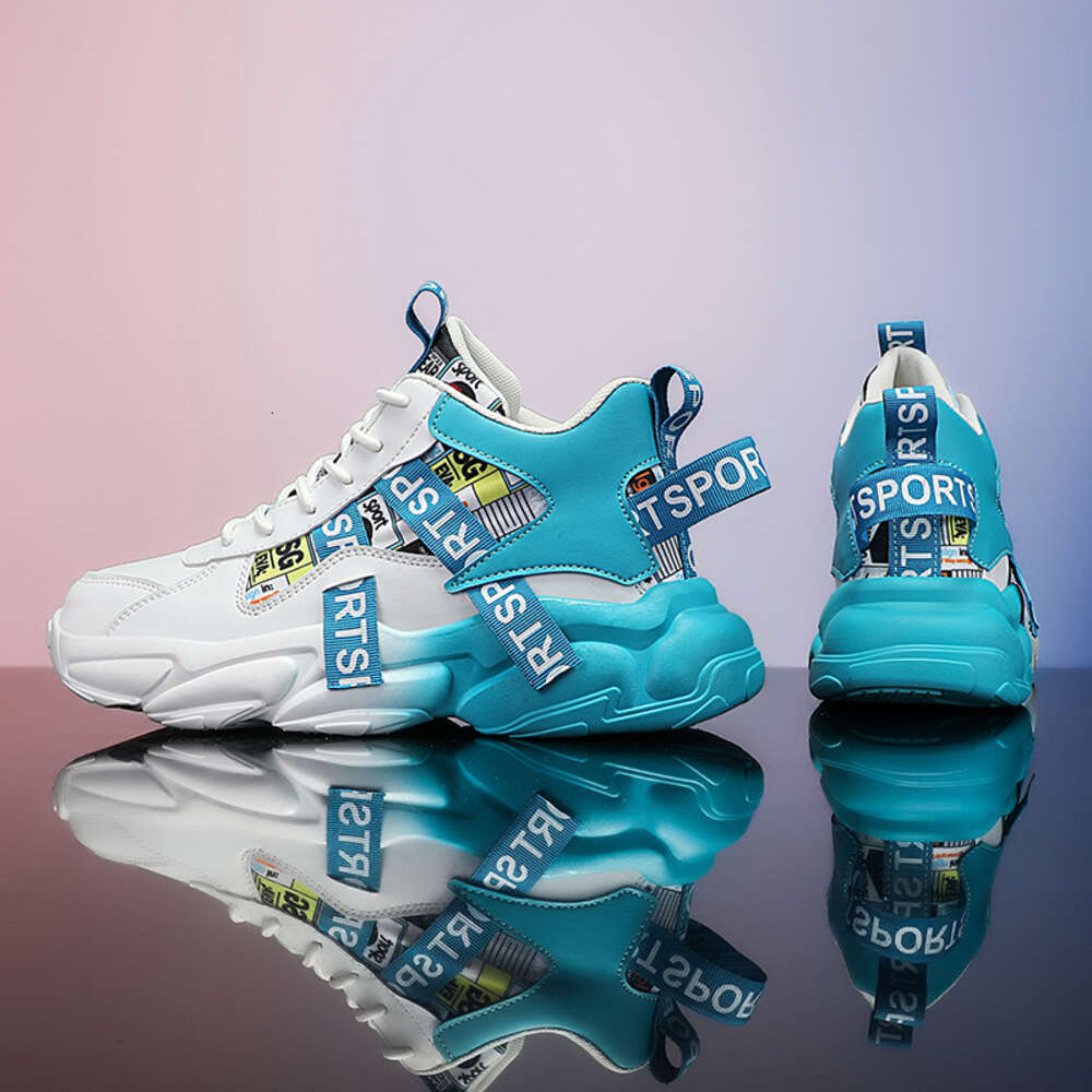 Men Chunky Sneakers Casual High Top Sport Fashion Breathable Gradient Colorful Tennis Shoes