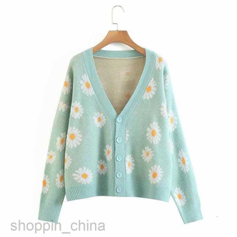 Women's Sweaters Sweet Daisy Jacquard Cardigan Sweater Autumn/Winter New Fashion V-neck Knitted Coat
