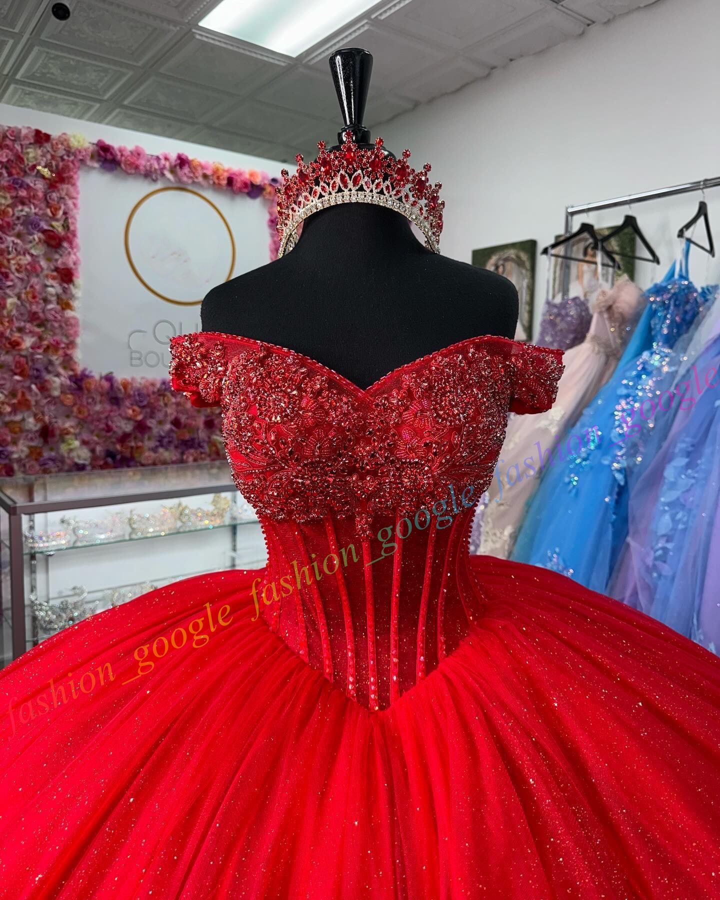 Sparkling Quinceanera Dress Shimmering Glitter Tulle AB Stone Ball Mexican Quince Sweet 15/16 Birthday Party Gown for 15th Girl Drama Winter Formal Pr