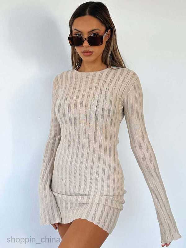 Basic Casual Women Dresses New sexy backless strap beach skirt long sleeved sun protection cover up skirt hollow out dress