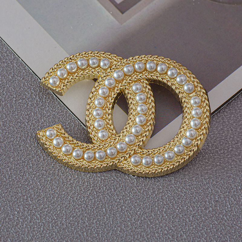Brand Designer Brooches Fashion C Double Letter Brooches Crystal Pearl Charm Luxury Rhinestone Suit Pin Jewelry Accessories
