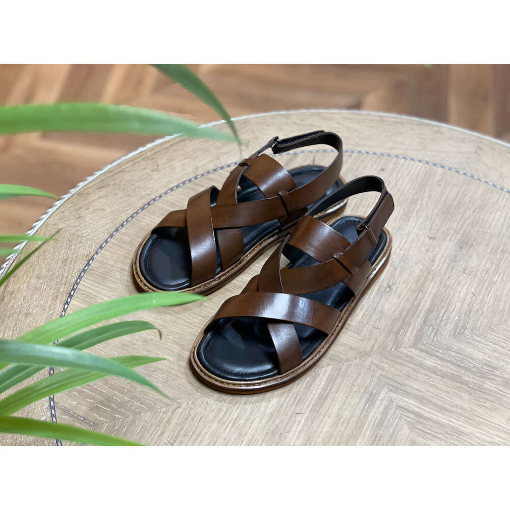 Customized Big Size Summer Genuine Leather Sandals Rubber Eva Slippers for Men
