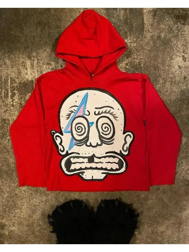 Punk Pattern Printed Street Sweatshirt Hoodies for Women and Men Y2k Loose Goth Hoodie Casual Aesthetic Fashion Sweatshirts 240513