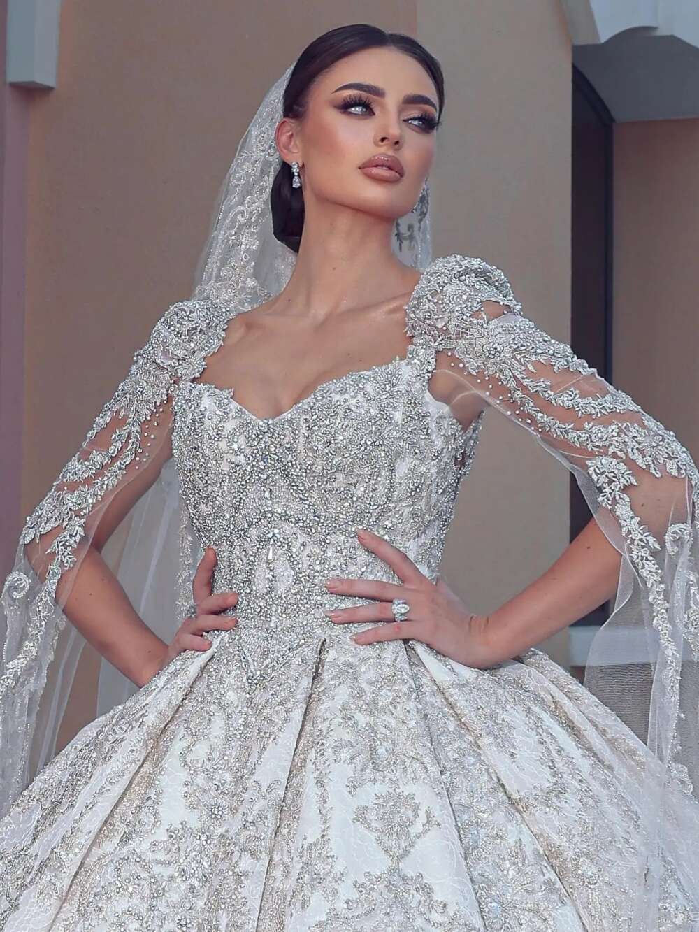 Romantic Sweetheart Neck Bridal Dress Sparkly Beads Sequins special 2024 Ball Gown Long Bride Robe Vestido De Novia