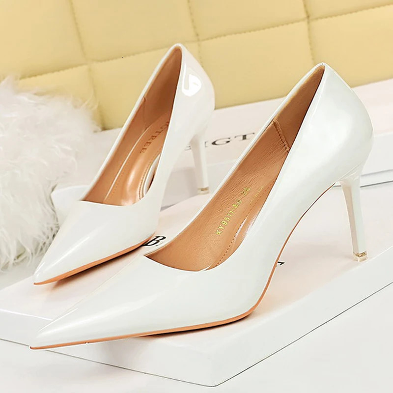 BIGTREE Shoes Patent Leather Women 7.5 Cm 10.5 Cm Heels Fashion Women Pumps Stiletto Heels Lady Shoes Large Size Sexy Party Shoe 240617