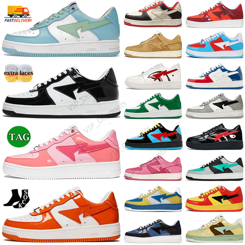 bapestasK8 Designer Sta Casual Shoes Sk8 Low Men Women Patent Leather Black White Abc Camo Camouflage Bapestaes Sports Bapely Sneakers Trainers Outdoor Shark