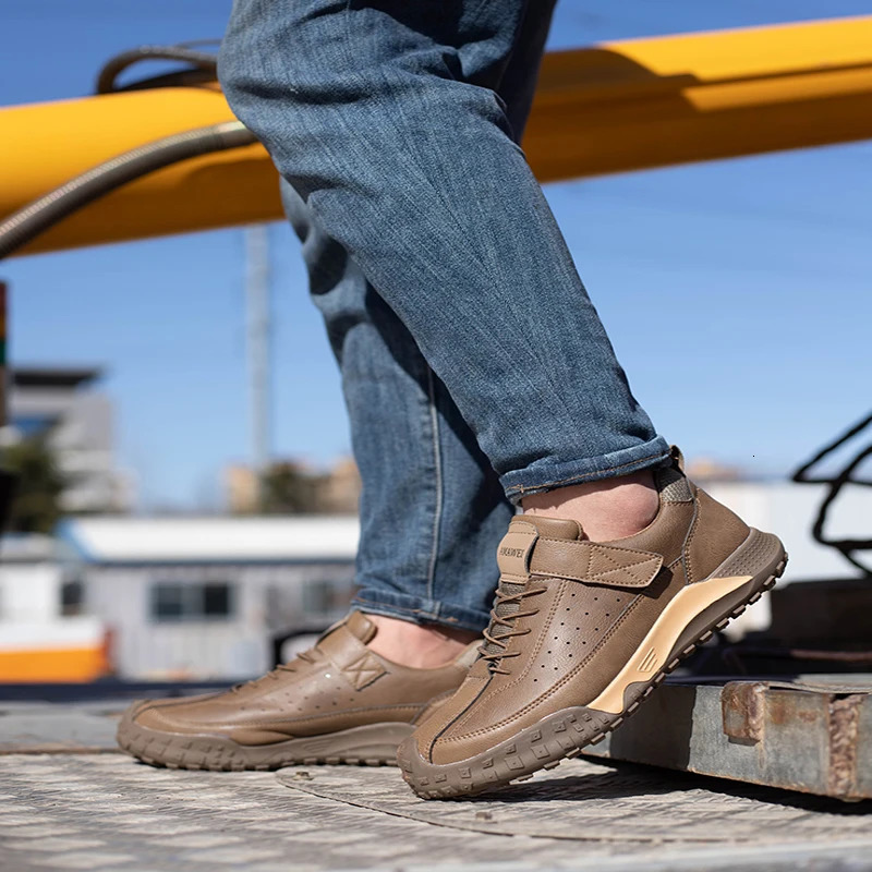 High Safety Work Shoes For Men Steel Head WaterProof Leather Boots Male Footwear Indestructible Construction Work Shoes Brown 240617