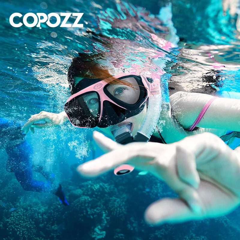 COPOZZ Diving Mask Set with Anti Mist Goggles Inflatable Glasses Adjustable Shoulder Straps Suitable for Female Male and Adult Swimming Masks 240531bj