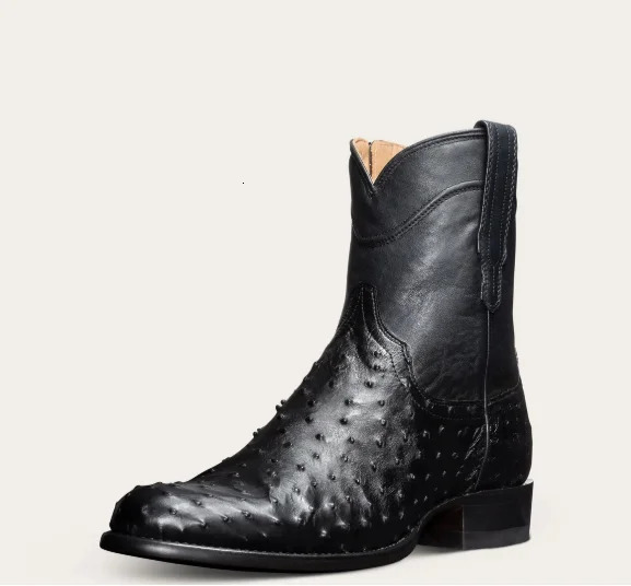 Mens Boots Fashion Outdoor Winter Platform Pointed Toe Mid Heel Motorcycle Boots Zipper Solid Color Pu Leather Roman Mens Boots 250207