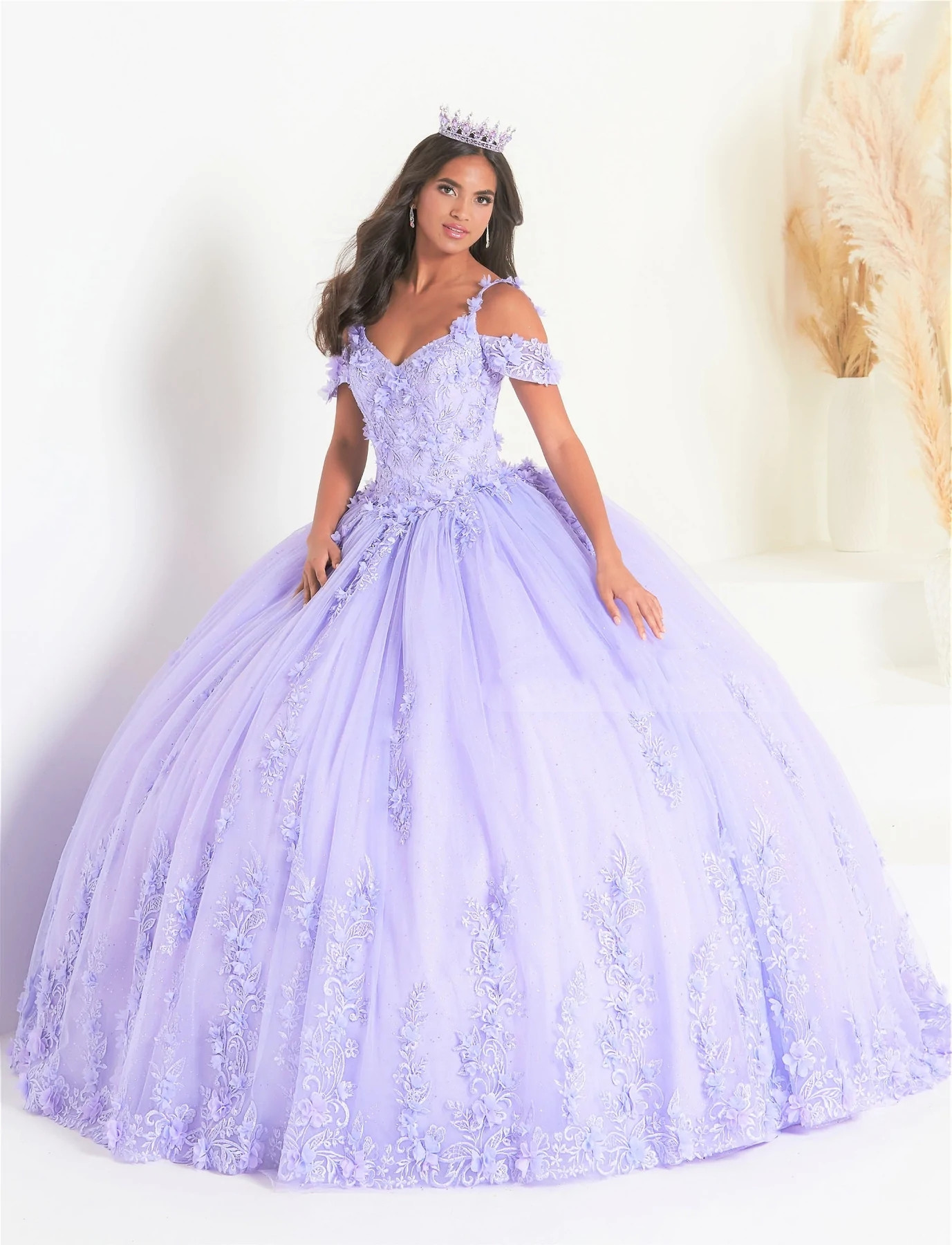 Mint Mexican Quinceanera Dresses Ball Gown Off The Shoulder Tulle Floral Beaded Puffy Charro Sweet 16 Dresses 15 Anos