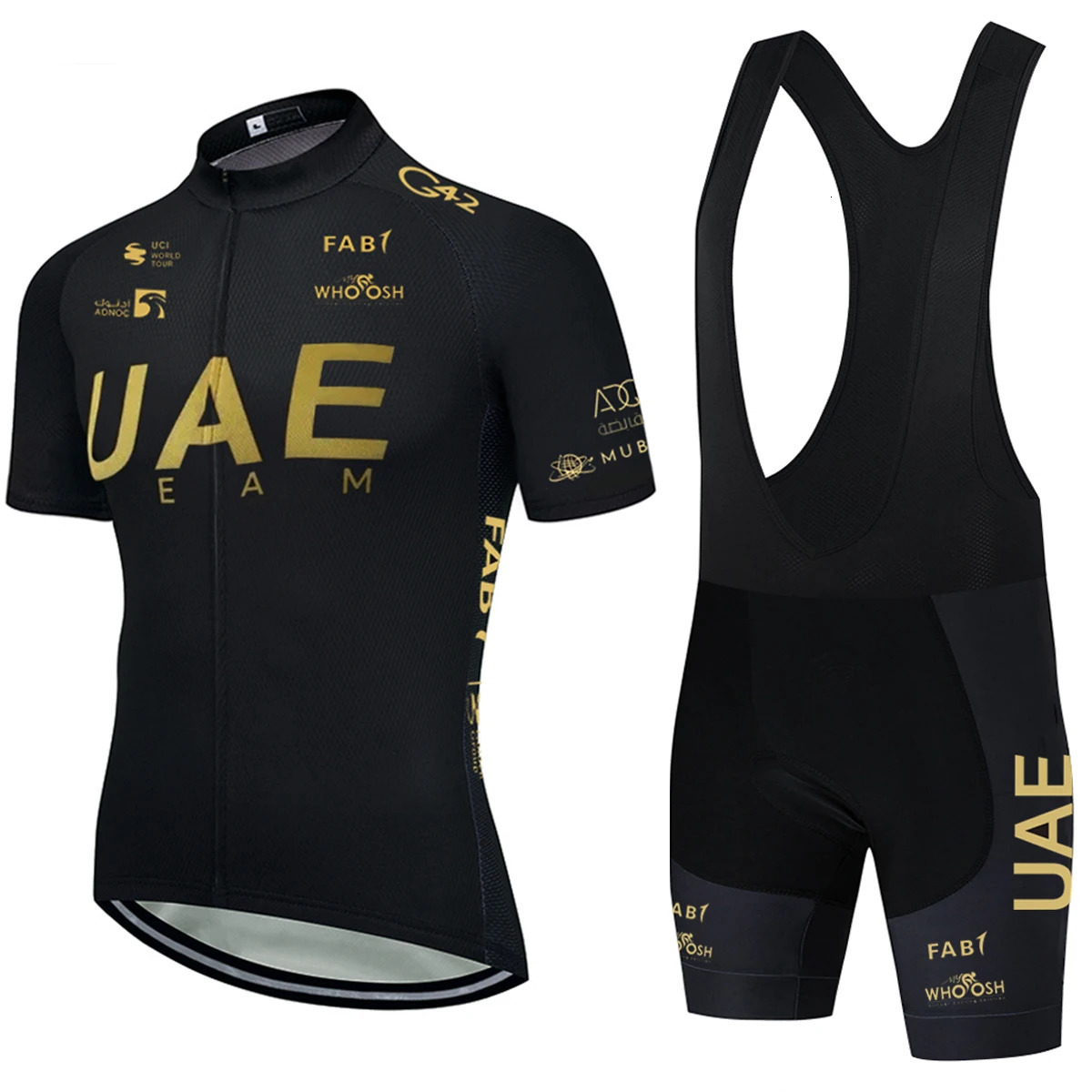 Black Gold Cycling Jersey UAE TEAM Bike Jersey Shorts Set Ropa Ciclismo Men Women Summer Pro Bicycle Maillot Clothing 240620