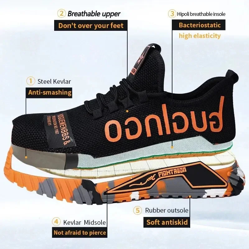 Safety Shoes Men for Work Safety Boots Steel Toe Protective Shoes Puncture Proof Work Boots Construction Working Shoes for Men 240617