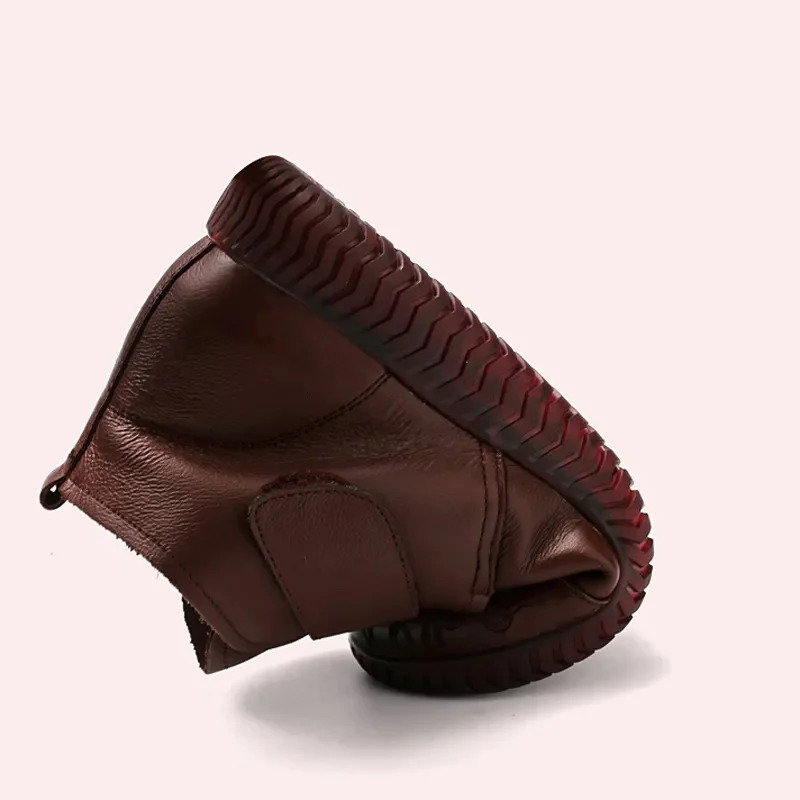 2024 Womens Genuine Leather Ankle Boots Thick Sole Plush Shoes Womens Winter Warm Shoes Fashion Cool Shoes Size 35-41 240615