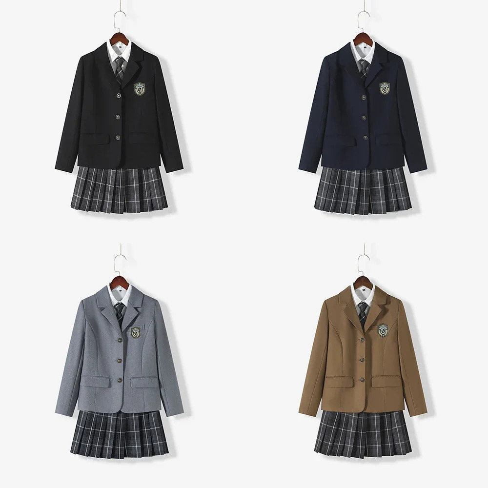 Japanese School Uniforms for Girl Autumn Winter Multicolor Long Blazer Sets Pleated Skirt JK Sailor Tie Anime Cos Costumes Women 240617