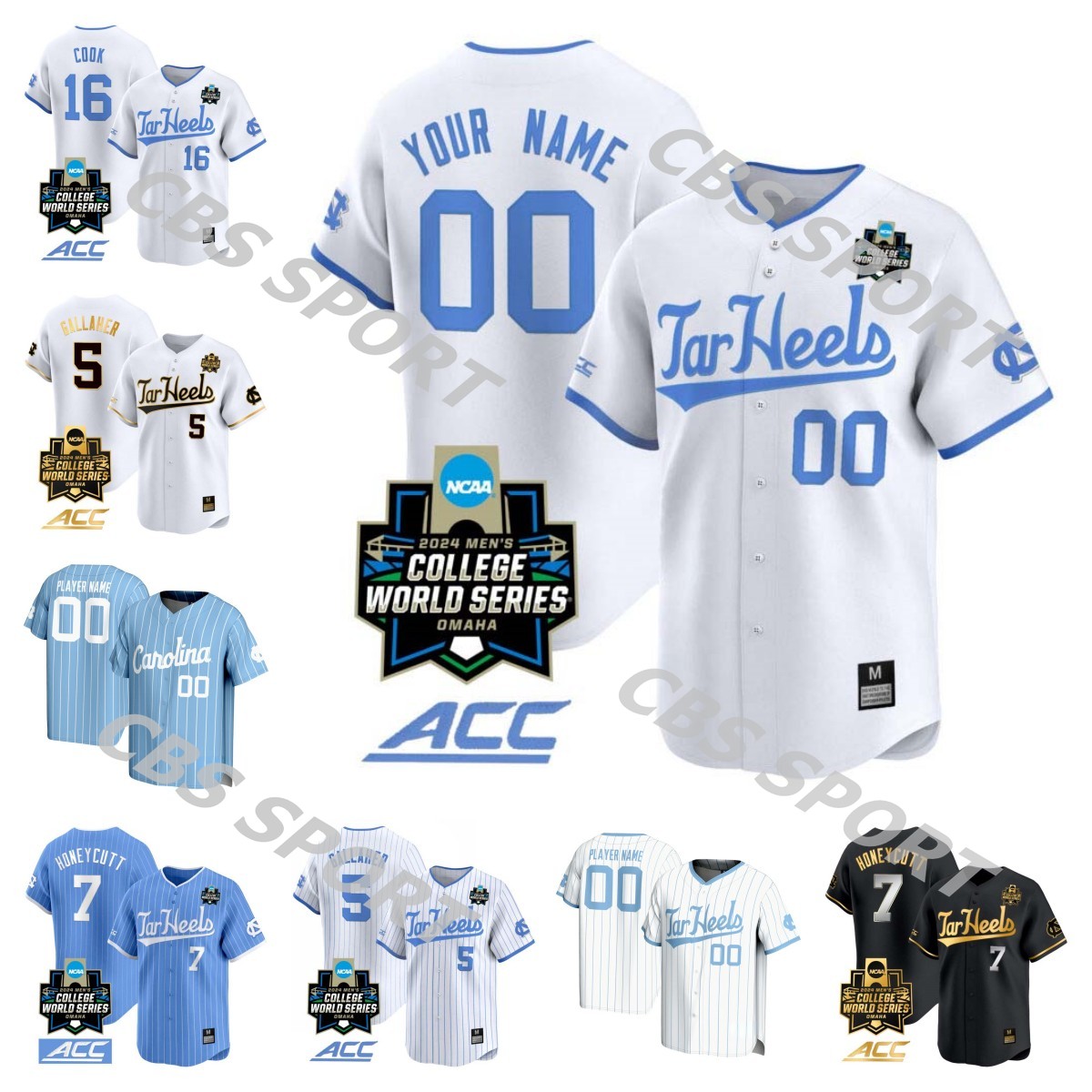 Vance Honeycutt North Carolina Tar Heels 2024 Baseball World Series Jersey NCAA Mac Horvath Casey Cook Alex Madera Alberto Osuna Anthony Donofrio Luke Stevenson