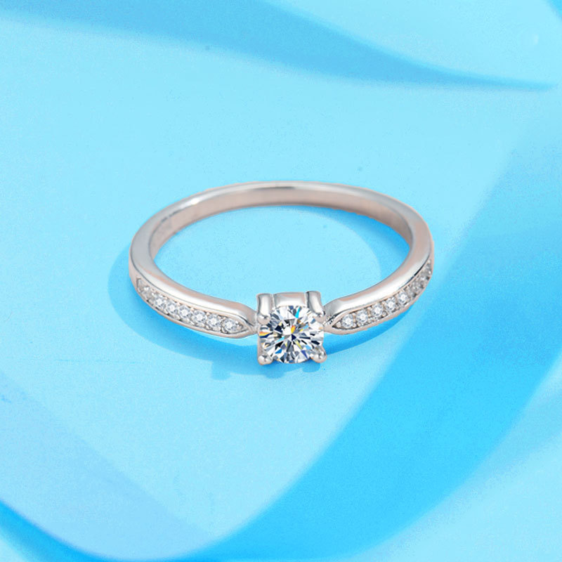Unique 2024 Moissanite Wedding in Sterg Sier - Round Cut Solitaire, Bridal Crown Ring for Women