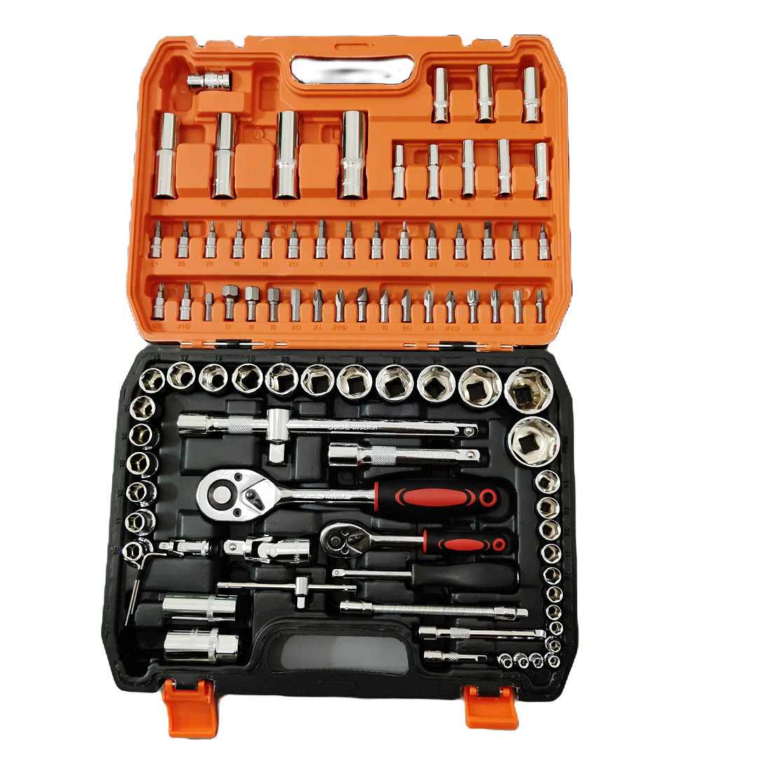 Professional 94 Pc Car Repairing Tools Collection with Heavy Duty 1/2-Inch Wrench Sets