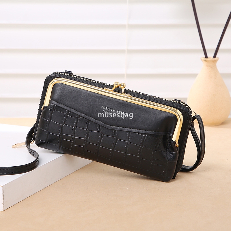 European and American women's designer phone bag Korean version with crocodile pattern large capacity diagonal cross bag fashionable zipper walle