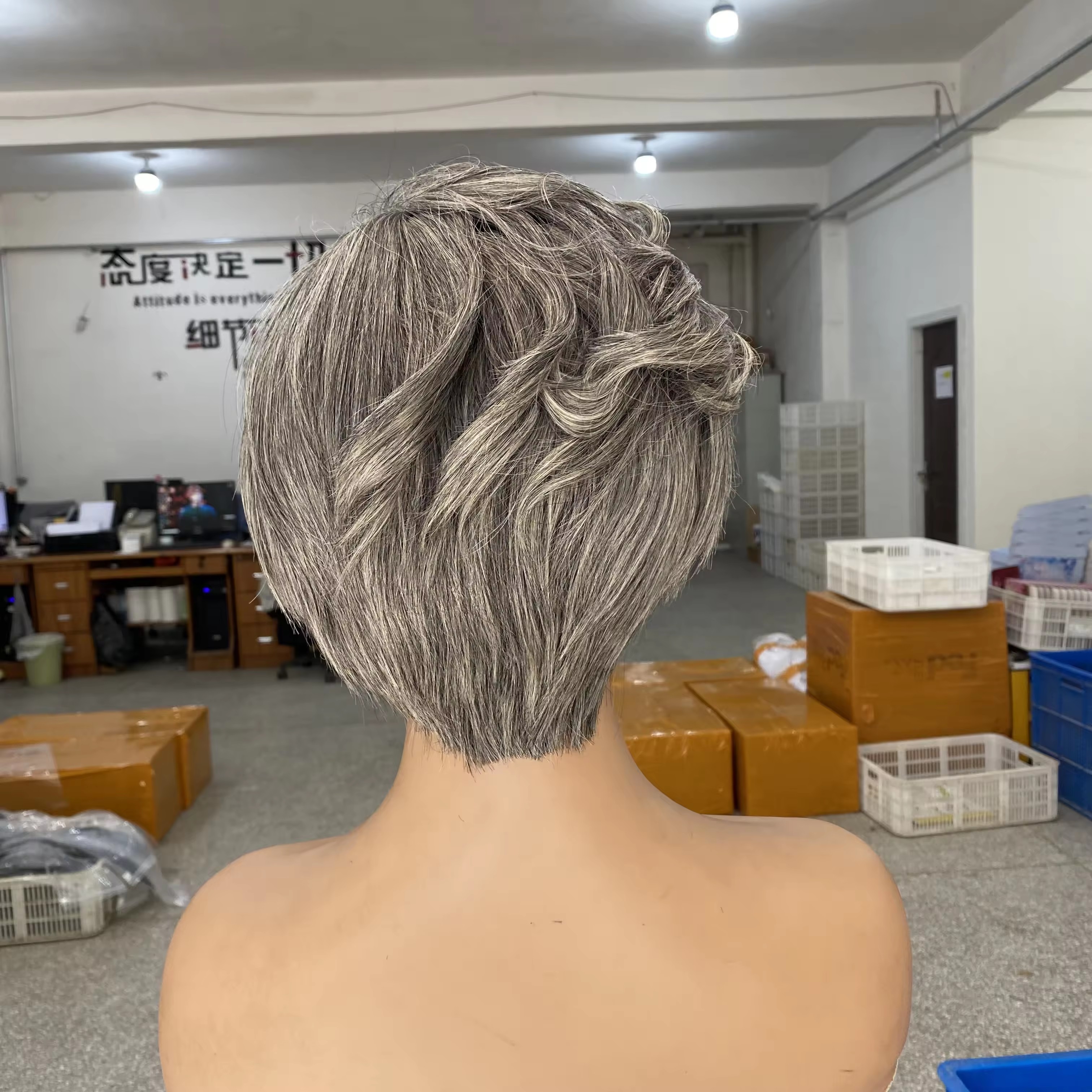 New Style Salt and Pepper Grey 100Human Hair Wig Darke Gray Color Natural Wave Bob Straight HDTransparent Lace Closure Wigs Glueless 4x4 fashion europ