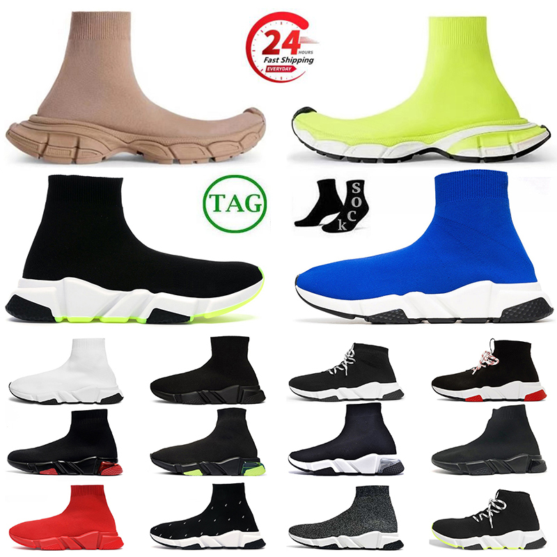 Men Women Paris Designer 3XL Casual Sock Shoes Big Size 46 Comfort Sole Platform Hommes Mesh Speed Black Glitter Knitted Tripler Socks Sneaker Walking Eur 36-46