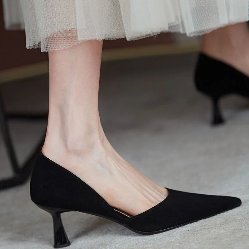 Ladies Summer Footwear Sandals Shoes for Women with Medium Heels Moccasins Stilito Yellow Pointed Toe E A Y2k Trend Stylish 240617