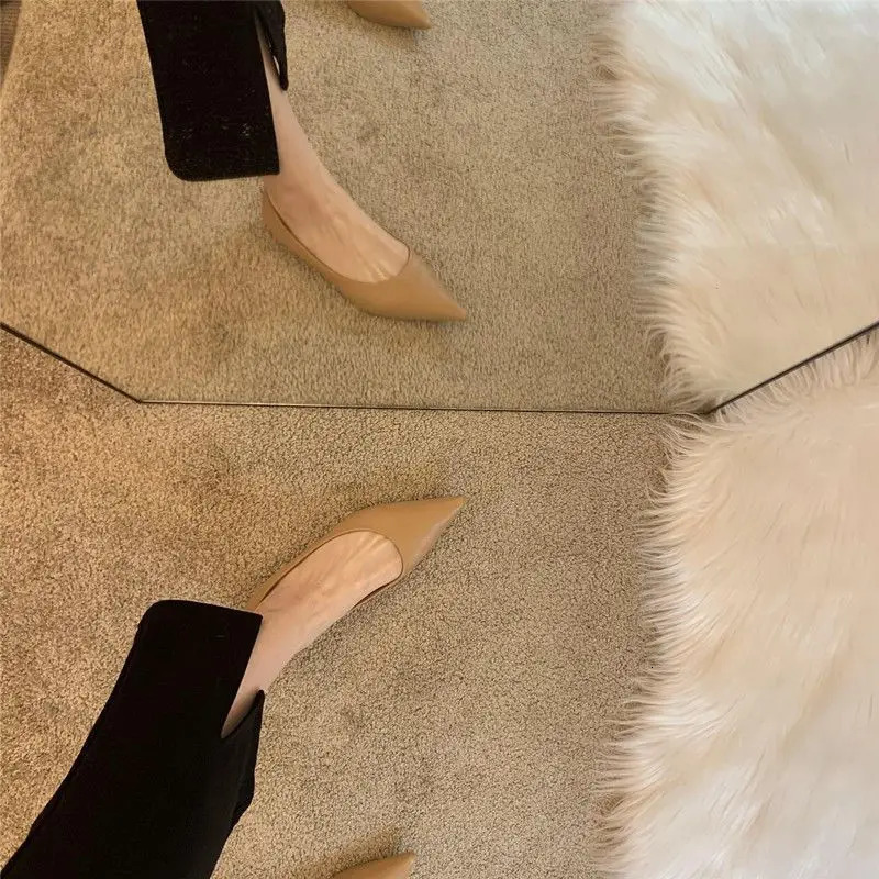 Moccasins Normal Leather Casual Pointed Toe Black Low Heel Elegant Ladies Summer Footwear Shoes for Women Shoe Wholesale E 240617