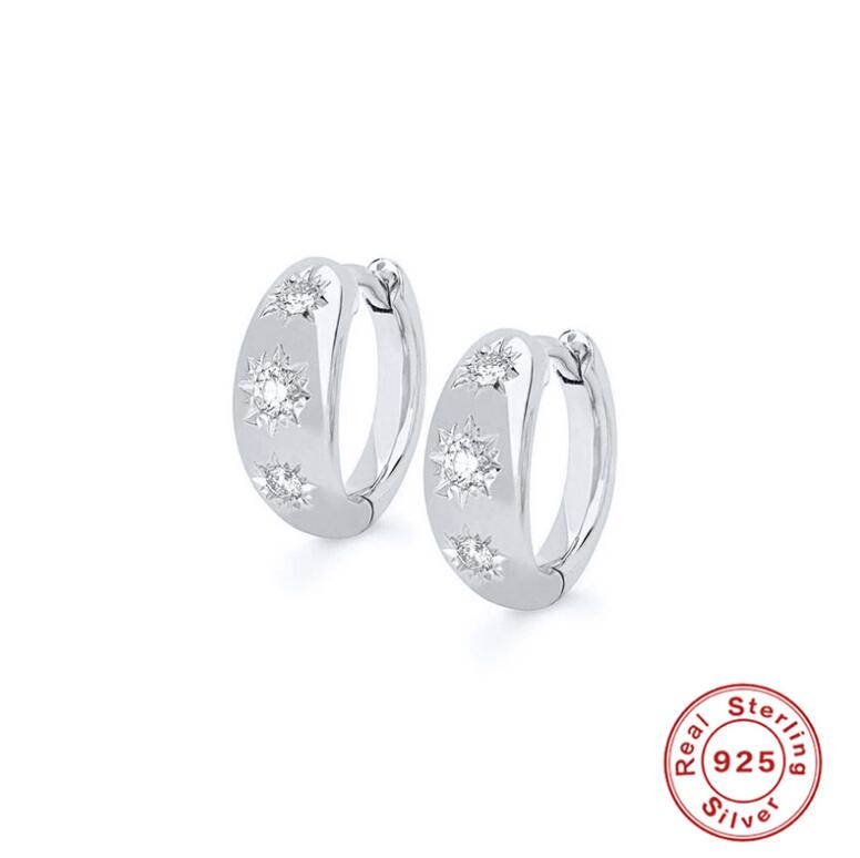 S Sterg Sier Clip Earrings: Octagon Micro Moissanite Dia Party Jewelry