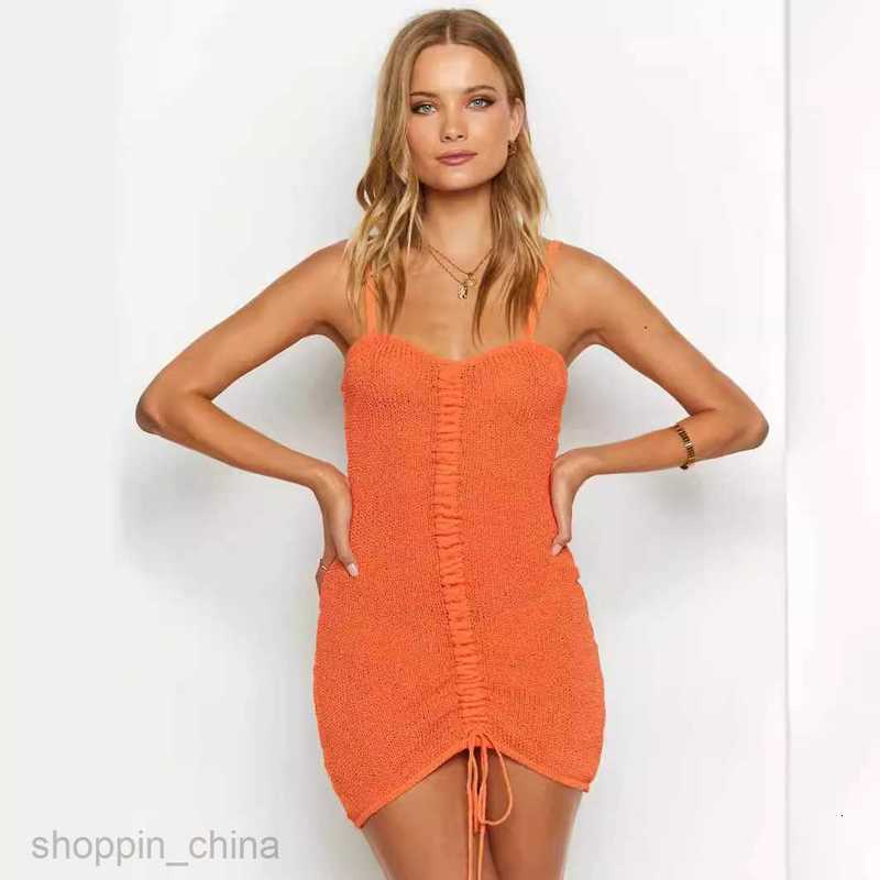 Basic Casual Women Dresses Summer New Woolen Beach Skirt Sexy Tight High Waist Drawstring Strap Dress Dress