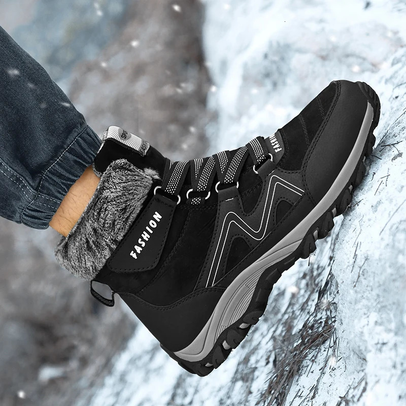 warm plush snow boots top mens winter boots oversized hiking boots outdoor anti slip ankle boots mens winter sports shoes 240615