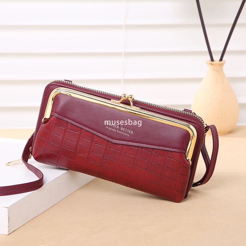 European and American women's designer phone bag Korean version with crocodile pattern large capacity diagonal cross bag fashionable zipper walle