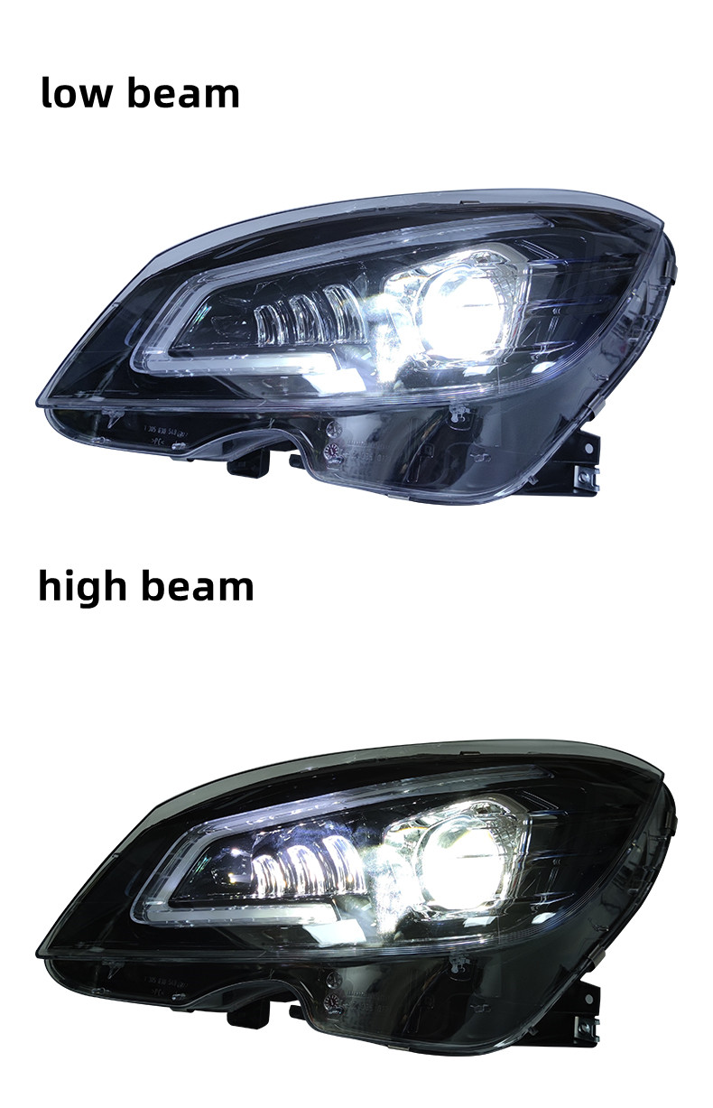 For Benz W204 C300 C260 C200 2007-2010 Headlight DRL Turn Signal High Beam Lens Dynamic Signal Head Lamp