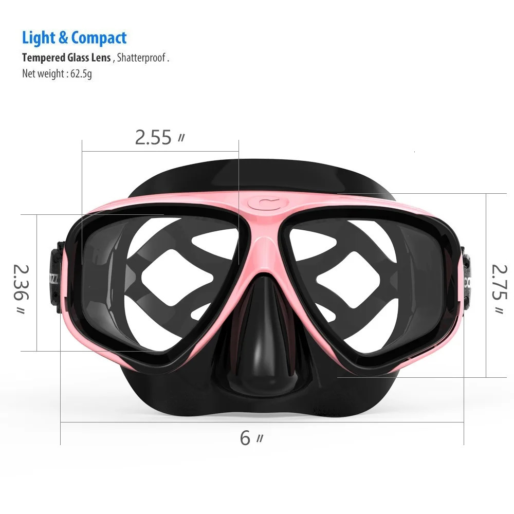 COPOZZ Diving Mask Set with Anti Mist Goggles Inflatable Glasses Adjustable Shoulder Straps Suitable for Female Male and Adult Swimming Masks 240531bj