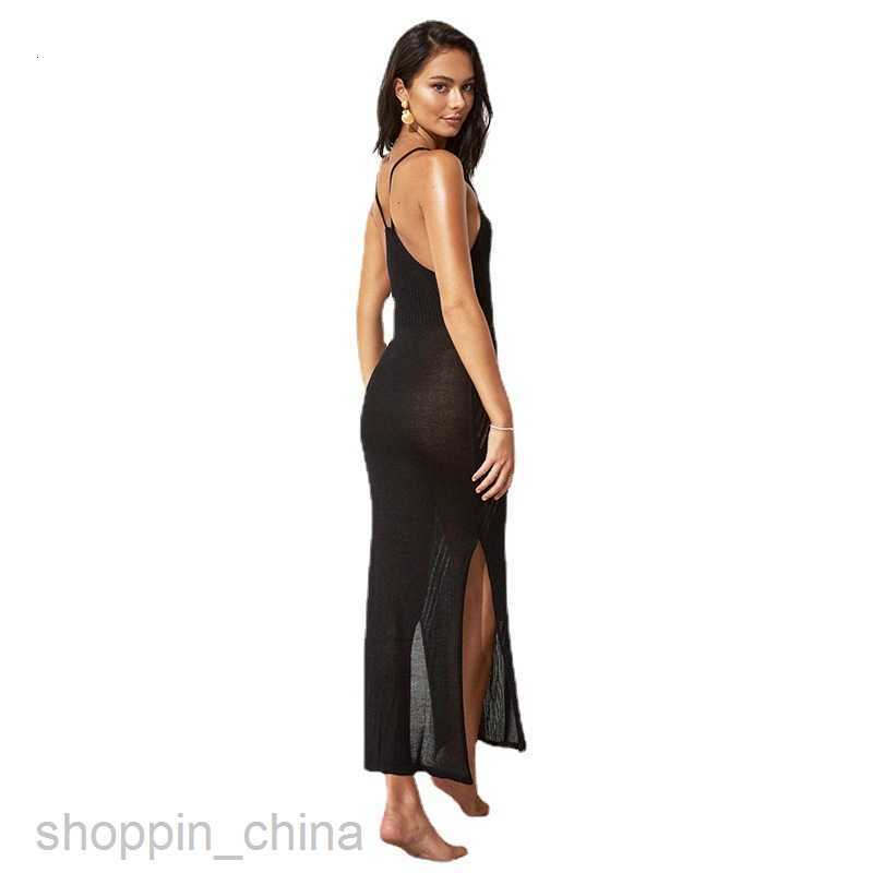 Basic Casual Women Dresses Beach Skirt V-neck Sling Knitted Vacation Long Skirt Bikini Beach Cover Up Dress Women's