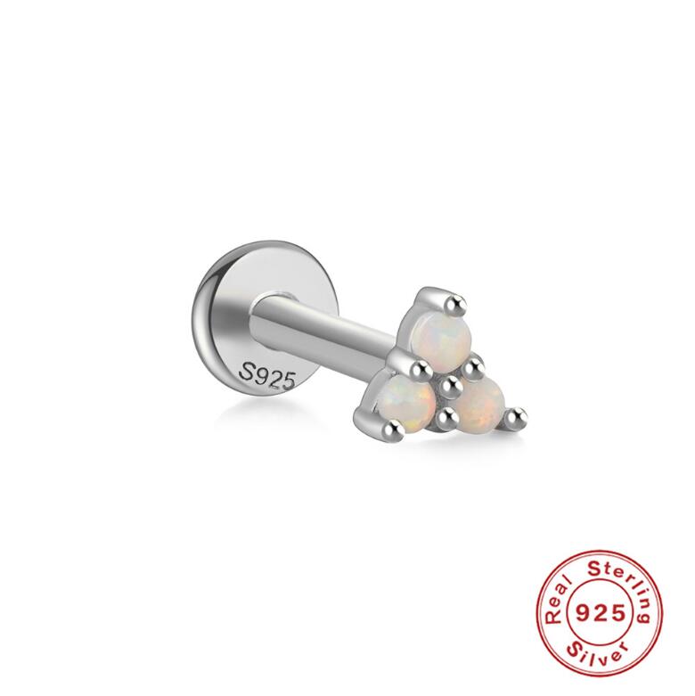 Natural Opal Stud Earrings in Sterg Sier - Simple & Elegant Fine Jewelry Gift for Women and Men