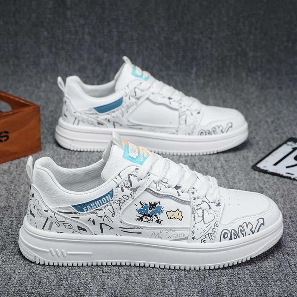 Summer Graffiti Skateboard Flat White Leisure Men's Casual Shoes Mesh Custom Designer Sneakers