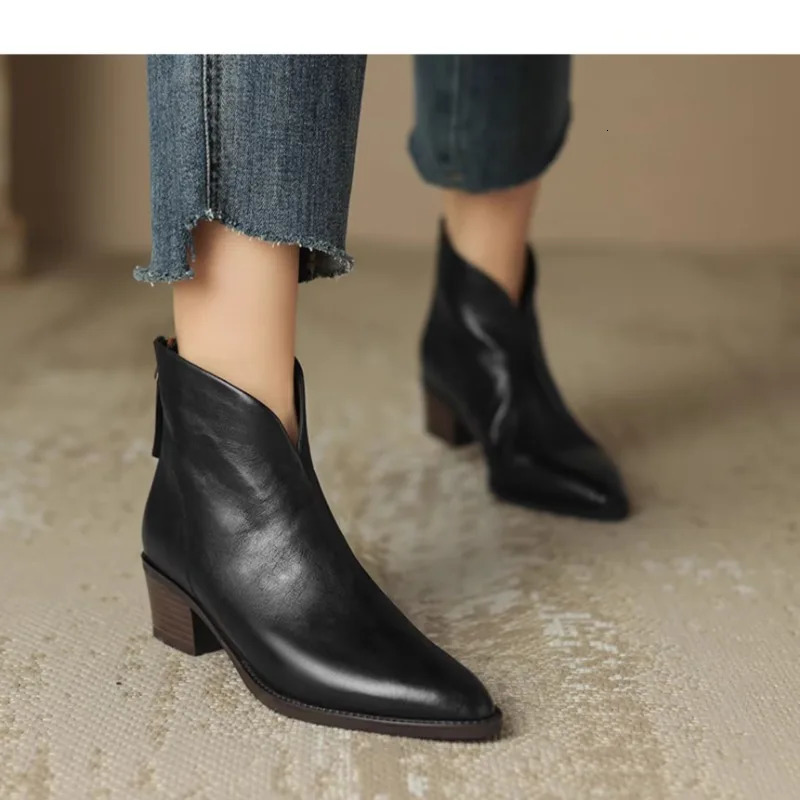 Womens ankle boots winter low boots circular 40 casual shoes Pu leather womens low boots Chelsea boots 240615