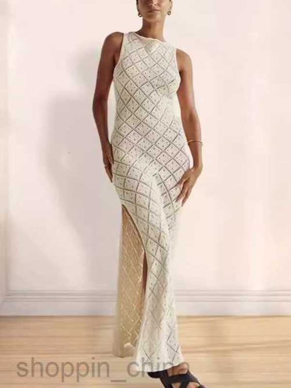 Basic Casual Women Dresses New Women's Summer Sexy Perspective Hook Flower Hollow Knitted Dress Beach Long Dress